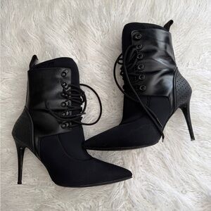 Alexander Wang Black Pointed Lace-Up Stiletto Ankle Boots